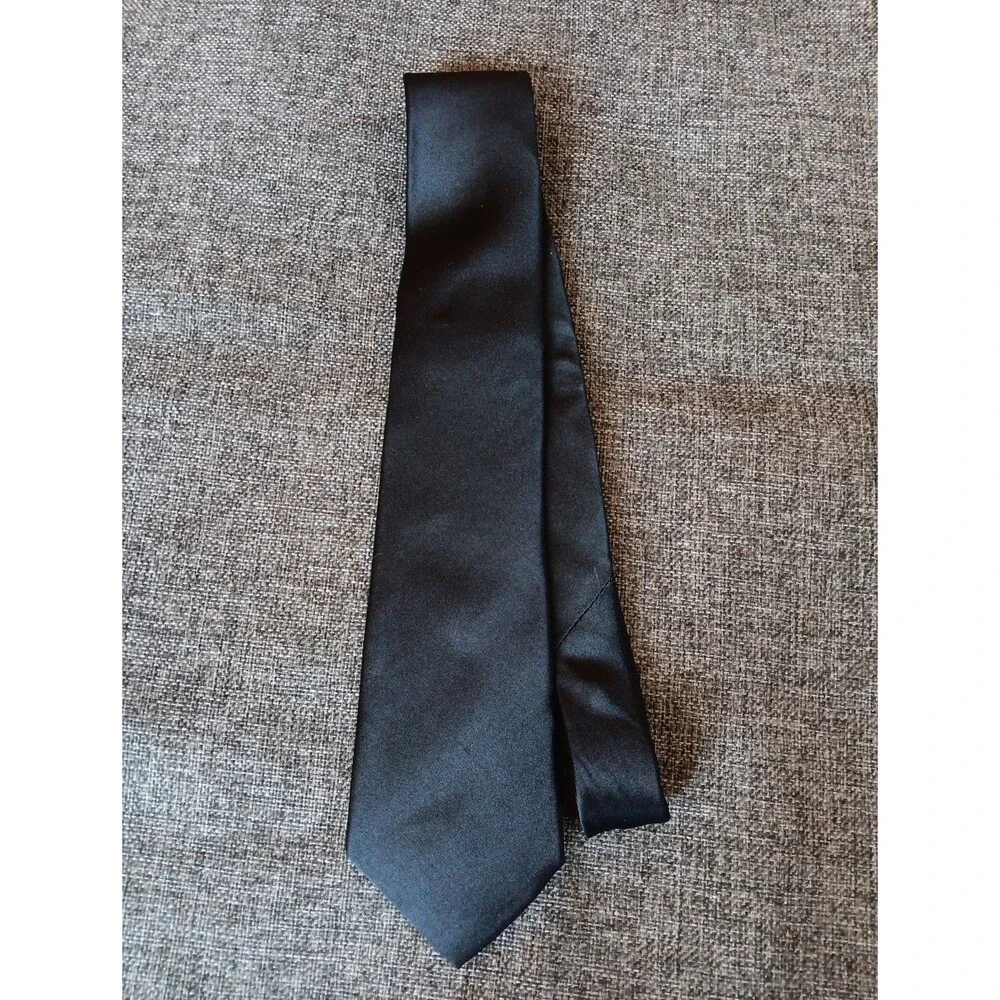 Tie 70s 80s 90s Y2K Mens Perry Ellis Silk Black 3.5 Wide 59 Long